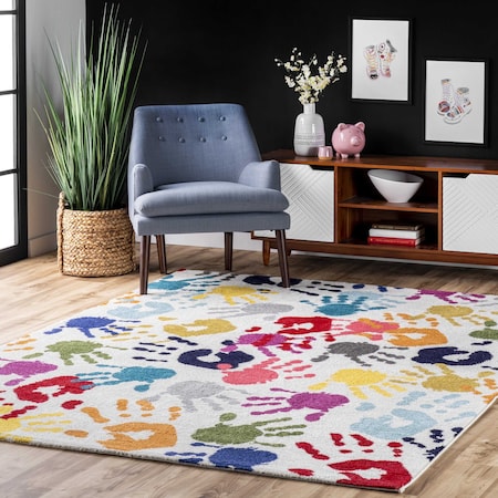 Nuloom Pinkie Handprint Kids Area Rug 4ft 1in x 6ft ECCR15A-4106